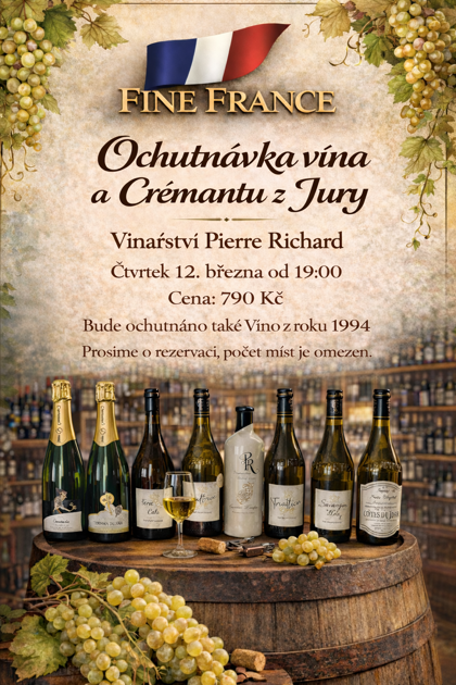 Čtvrtek 12. března : Ochutnávka vín a crémantů z Jury, vinařství Pierre Richard